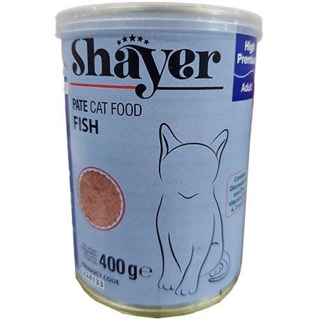 کنسرو غذای گربه با طعم ماهی شایر Shayer Pate With Fish وزن 400 گرم
