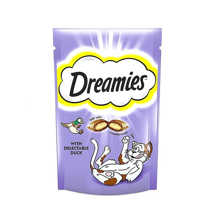 تشویقی گربه دریمیز با طعم اردک Dreamies Duck وزن 60 گرم