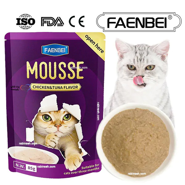 پوچ گربه faenbei فنبی 85 گرم با طعم مرغ و ماهی تن